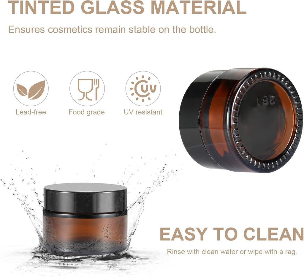 10 Tarros Vacíos De Cristal Ámbar, Tarros De Crema De 20 Ml/30 Ml, Frasco De Cristal Marrón, Con Adhesivo, Portátil, Rellenable, Color Marrón, Dispensador Para Loción, Crema, Cosméticos