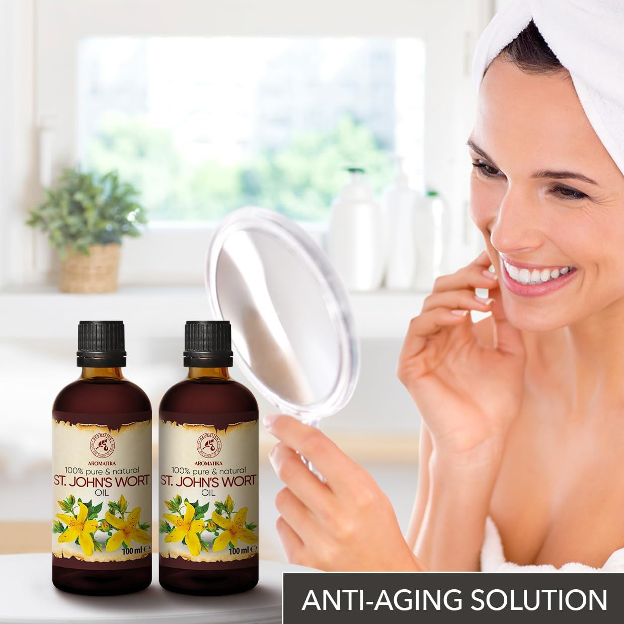 Hierba De San Juan 2X100Ml - 200Ml - Hypericum Perforatum - 100% Puro Aceite De Hipérico - Aceite De Hierba De San Juan Para Cuidado Intensivo Cuerpo - Cabello - Piel - Masajes