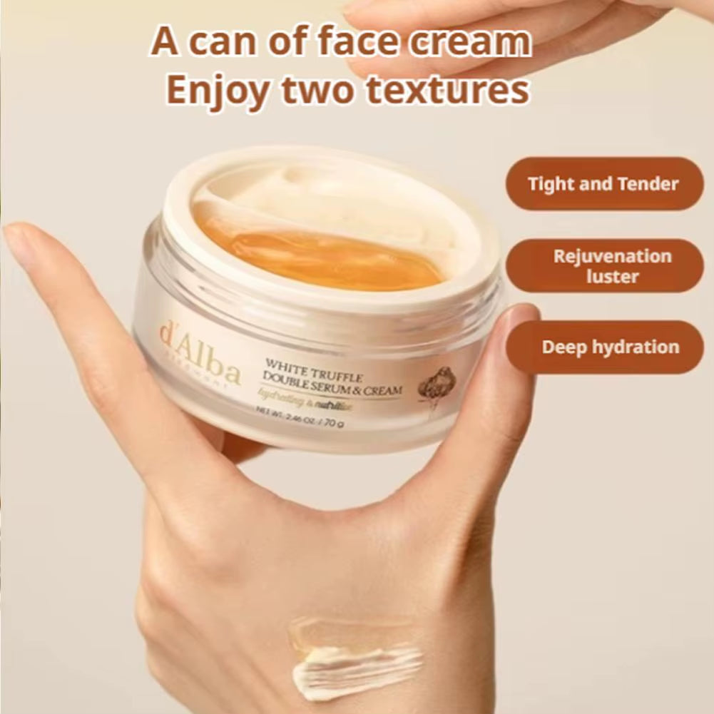 D'Alba Dual Cream White Truffle and Vitamin E Hydrates Moisturizes Soothes Sensitive and Dry Skin, and Improves Skin Elasticity