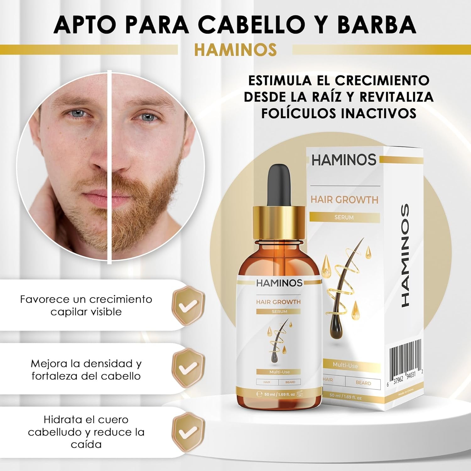 Sérum Crecimiento Capilar Con Romero, Jengibre, Ginseng Y Péptidos – Fortalece Y Estimula El Cabello – Anticaída, Hidratante Y Revitalizante - FÓRMULA ÚNICA (50 Ml)