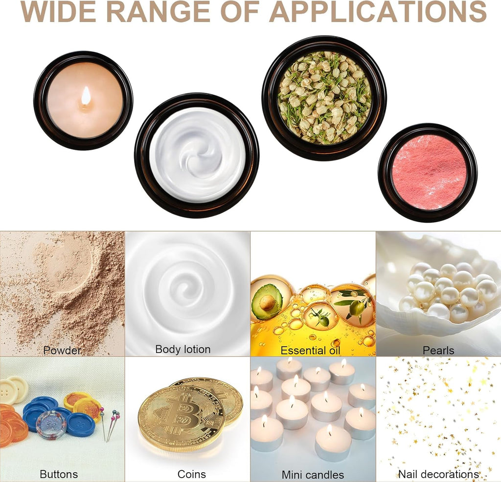 10 Tarros Vacíos De Cristal Ámbar, Tarros De Crema De 20 Ml/30 Ml, Frasco De Cristal Marrón, Con Adhesivo, Portátil, Rellenable, Color Marrón, Dispensador Para Loción, Crema, Cosméticos