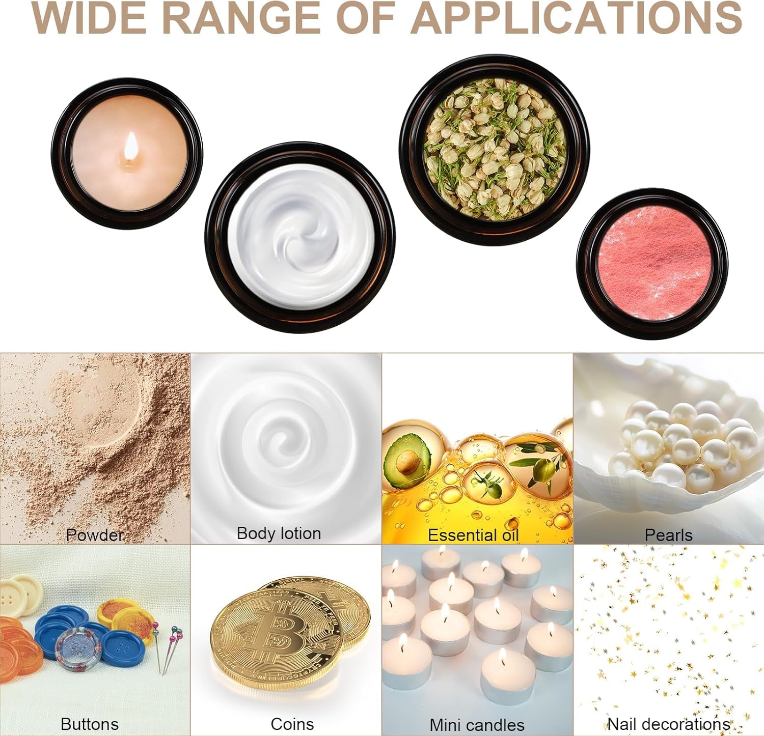 10 Tarros Vacíos De Cristal Ámbar, Tarros De Crema De 20 Ml/30 Ml, Frasco De Cristal Marrón, Con Adhesivo, Portátil, Rellenable, Color Marrón, Dispensador Para Loción, Crema, Cosméticos