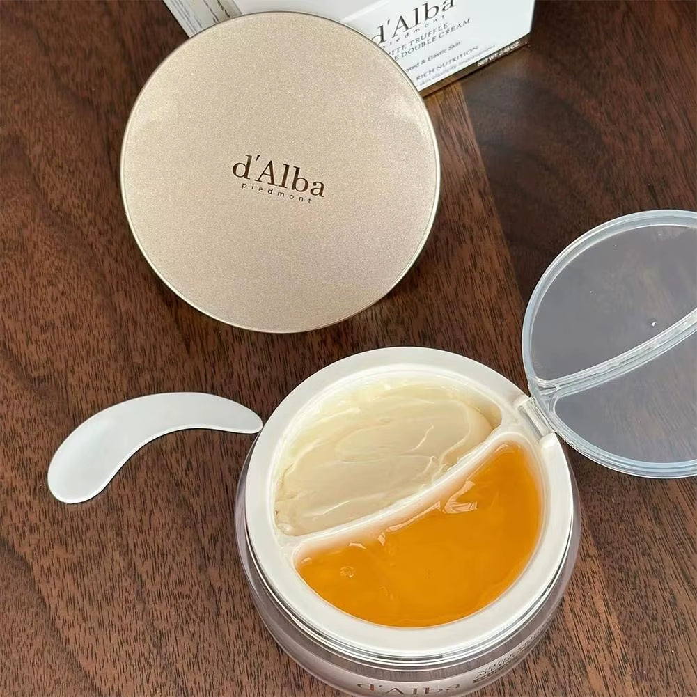 D'Alba Dual Cream White Truffle and Vitamin E Hydrates Moisturizes Soothes Sensitive and Dry Skin, and Improves Skin Elasticity