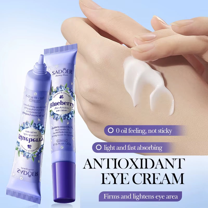 SADOER Blueberry Hyaluronic Acid Eye Cream anti Dark Circles Eyes Bags Remover Firming Moisturizing Eye Creams Beauty Eyes Care