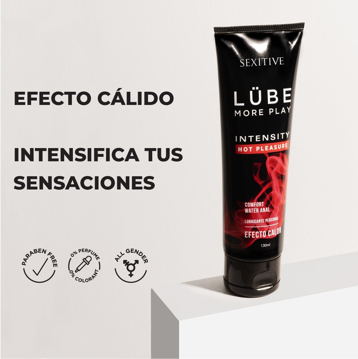 Lube Intensity Hot Pleasure - Lubricante Anal Con Efecto Calor Y a Base De Agua - Lubricante Sexual Efecto Calor Para Parejas - Estimulación - 130Ml