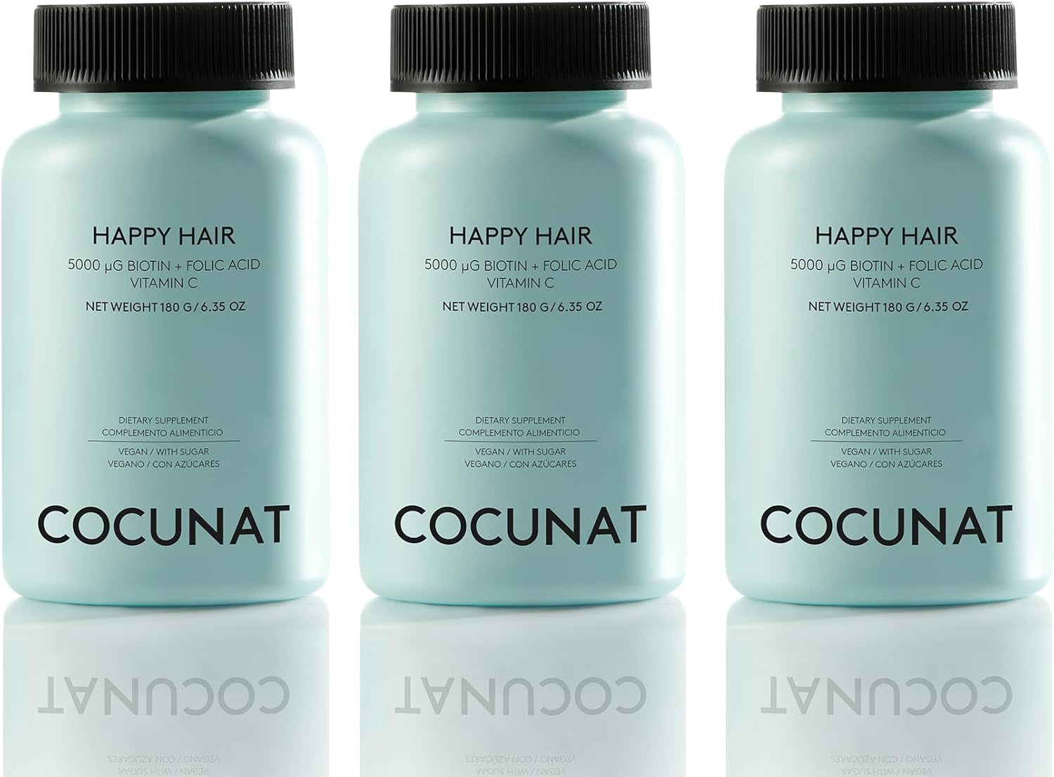 COCUNAT - Happy Hair Pack 3 Meses - Vitaminas Para Favorecer Crecimiento Del Cabello - Fortalece, Estimula El Crecimiento Y Previene La Caída - Cabello Fuerte Y Denso - Biotina 5.000 Mcg - 180 Uds