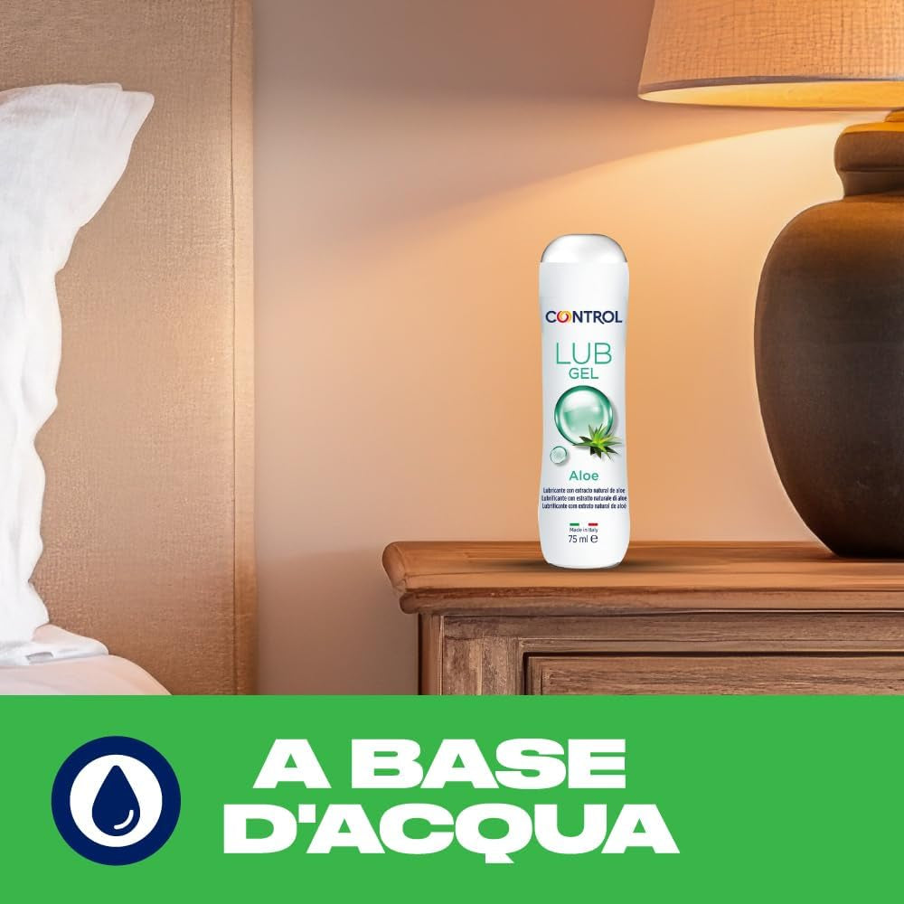 Control Lub Aloe - Gel Lubricante Con Extracto Natural De Aloe Y Aroma a Jazmín - 75 Mililitros - Base Acuosa - Hipoalergénico - Sin Azúcar - No Mancha - Transparente