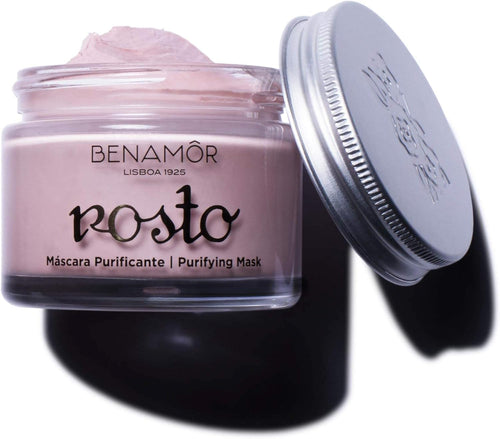 Benamôr - Máscara Desintoxicante Purificadora Rostro - Con Arcilla Blanca Y Rosa Y Extracto De Rosa Orgánica - Vegana, Sin Parabenos, 98% Ingredientes Naturales - Tarro De 50Ml