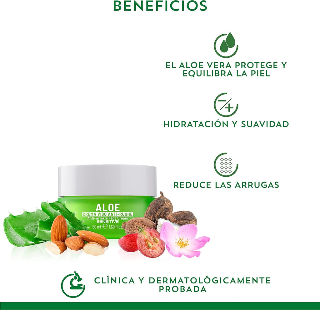 Crema Facial Antiarrugas a Base De Aloe Vera Y Aloe 3+ 