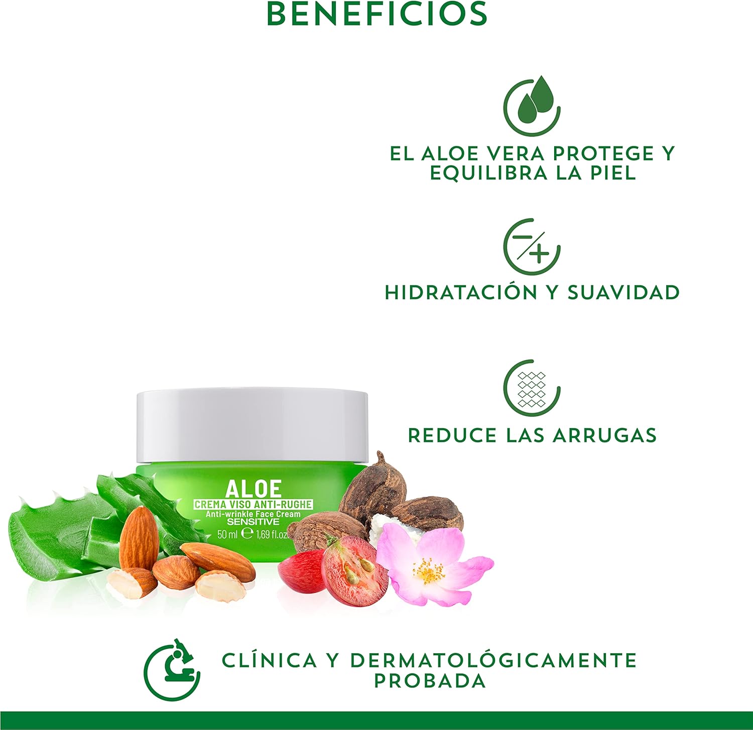 Crema Facial Antiarrugas a Base De Aloe Vera Y Aloe 3+ 