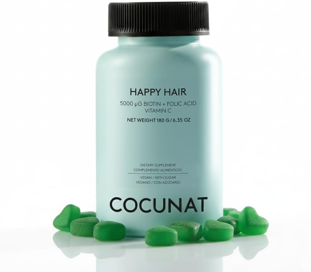 COCUNAT - Happy Hair | Vitaminas Para El Cabello | Previene La Caída Del Cabello | Fortalece Y Estimula El Crecimiento | Biotina | Resultados En 6 Semanas | 60 Uds