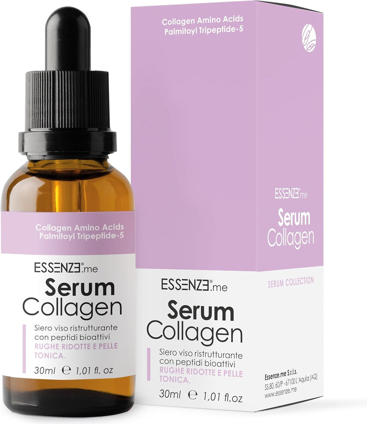 Essenze - Sérum Facial Con Colágeno Hidrolizado Y Péptidos Bioactivos - Antiedad Hidratante, Reafirmante, Antiarrugas - Adecuado Para Todo Tipo De Piel - 30Ml