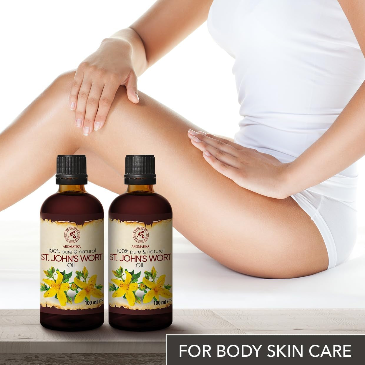 Hierba De San Juan 2X100Ml - 200Ml - Hypericum Perforatum - 100% Puro Aceite De Hipérico - Aceite De Hierba De San Juan Para Cuidado Intensivo Cuerpo - Cabello - Piel - Masajes