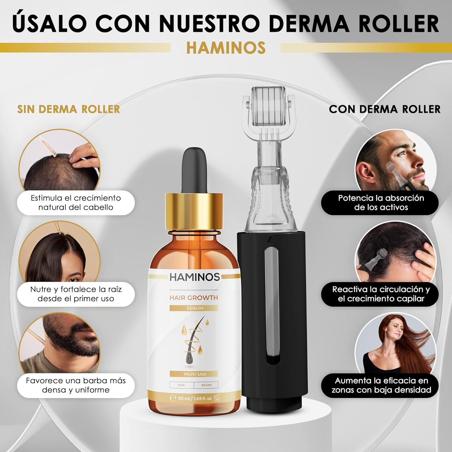 Sérum Crecimiento Capilar Con Romero, Jengibre, Ginseng Y Péptidos – Fortalece Y Estimula El Cabello – Anticaída, Hidratante Y Revitalizante - FÓRMULA ÚNICA (50 Ml)