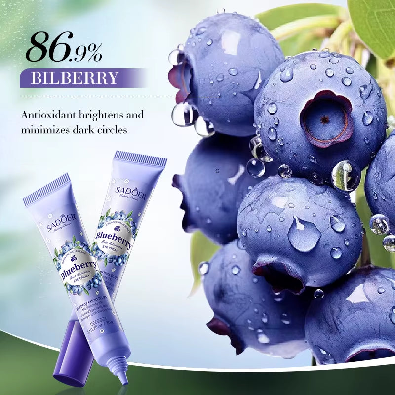 SADOER Blueberry Hyaluronic Acid Eye Cream anti Dark Circles Eyes Bags Remover Firming Moisturizing Eye Creams Beauty Eyes Care