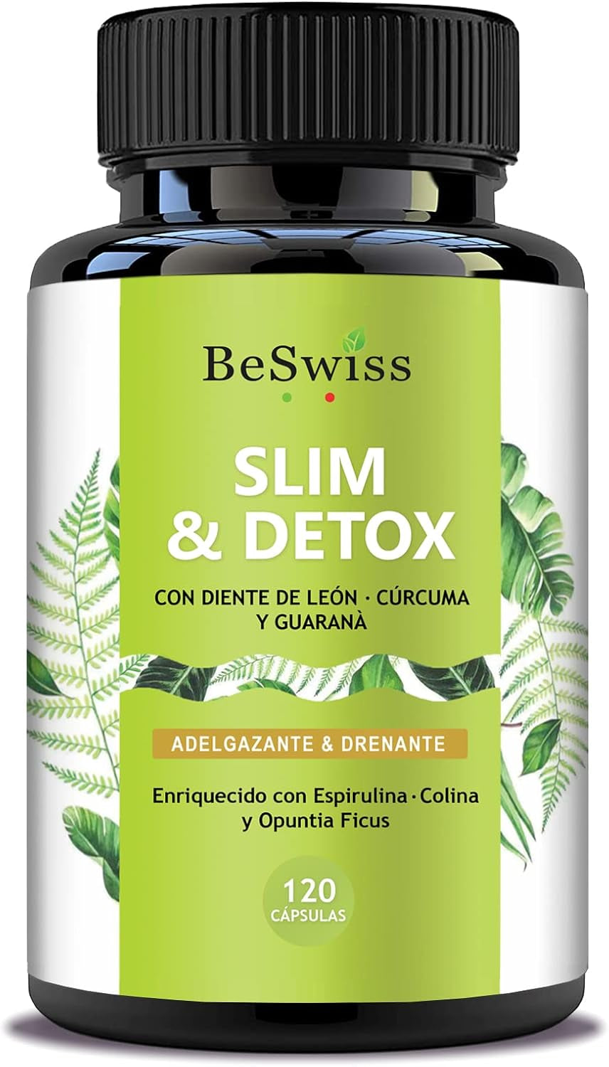 Slim Detox Adelgazante Potente - Anticelulítico Reductor, Drenante Diurético Para Vientre Plano Mujer Y Hombre. Pastillas Para Pérdida De Peso Y Retención De Líquidos. Adelgazar Rápido - Quemagrasas.