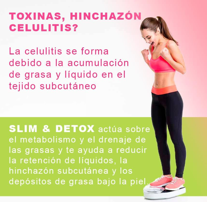 Slim Detox Adelgazante Potente - Anticelulítico Reductor, Drenante Diurético Para Vientre Plano Mujer Y Hombre. Pastillas Para Pérdida De Peso Y Retención De Líquidos. Adelgazar Rápido - Quemagrasas.
