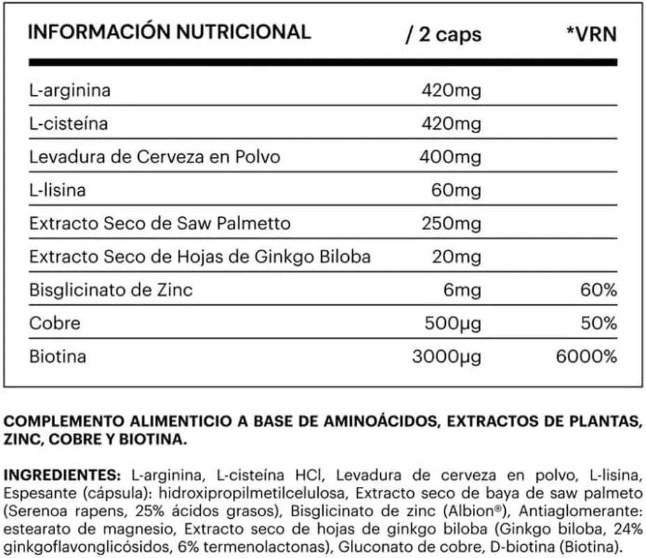 Biotina Para El Cabello Con Zinc - Vitaminas Anticaída Cabello Mujer Y Hombre - 60 Cápsulas Contra La Caída Del Pelo - Fortalece Y Estimula El Crecimiento Del Cabello | Hair Support - Be Levels