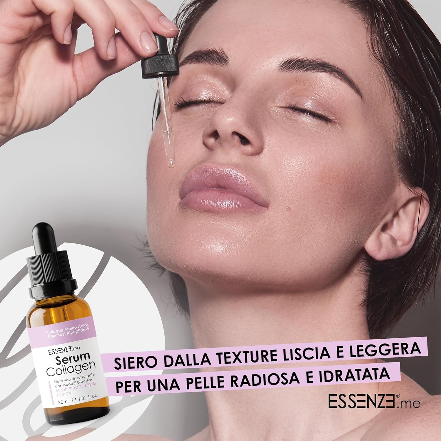 Essenze - Sérum Facial Con Colágeno Hidrolizado Y Péptidos Bioactivos - Antiedad Hidratante, Reafirmante, Antiarrugas - Adecuado Para Todo Tipo De Piel - 30Ml