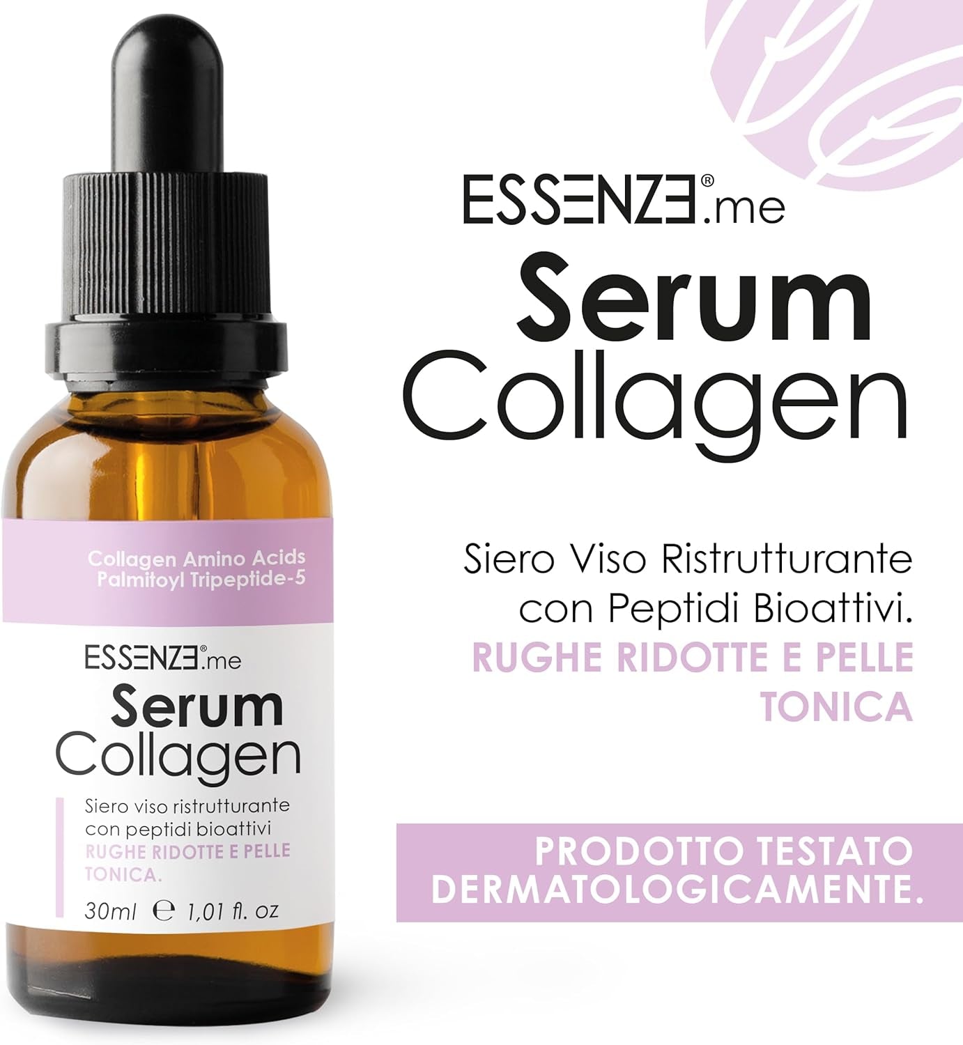 Essenze - Sérum Facial Con Colágeno Hidrolizado Y Péptidos Bioactivos - Antiedad Hidratante, Reafirmante, Antiarrugas - Adecuado Para Todo Tipo De Piel - 30Ml