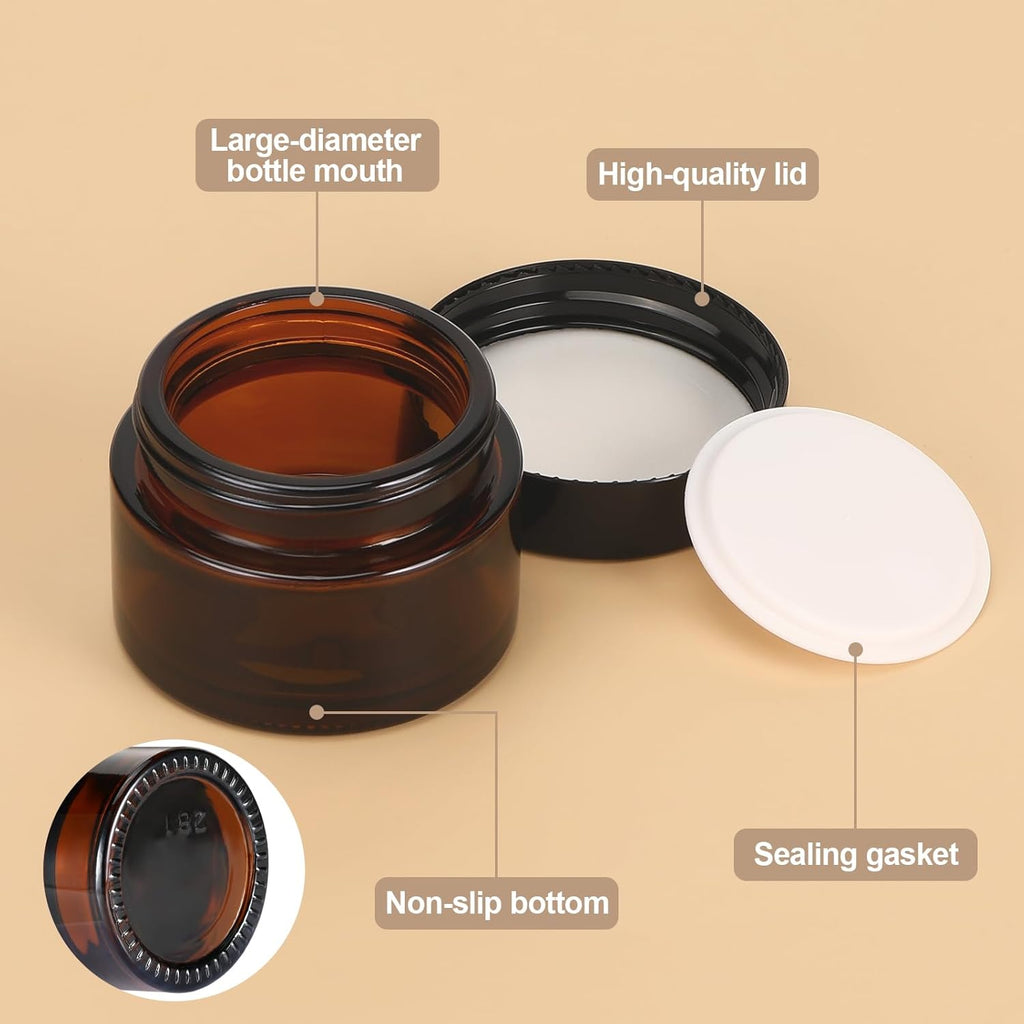 10 Tarros Vacíos De Cristal Ámbar, Tarros De Crema De 20 Ml/30 Ml, Frasco De Cristal Marrón, Con Adhesivo, Portátil, Rellenable, Color Marrón, Dispensador Para Loción, Crema, Cosméticos