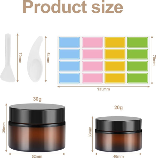 10 Tarros Vacíos De Cristal Ámbar, Tarros De Crema De 20 Ml/30 Ml, Frasco De Cristal Marrón, Con Adhesivo, Portátil, Rellenable, Color Marrón, Dispensador Para Loción, Crema, Cosméticos