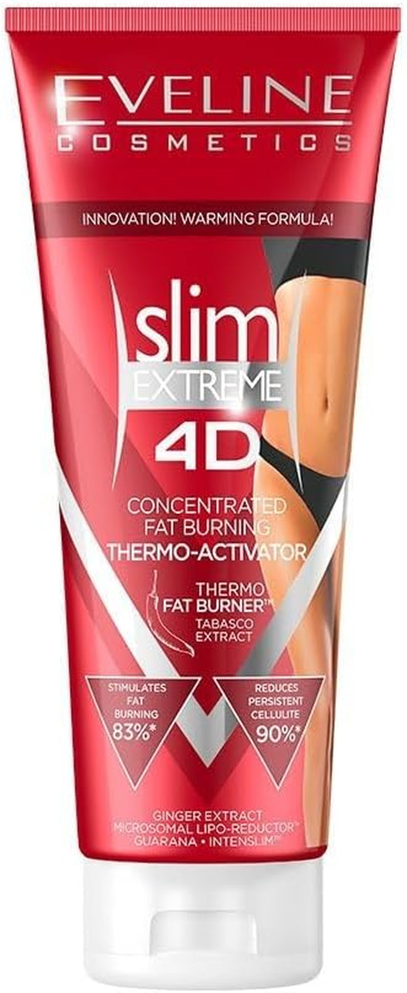 Slim Extreme 4D Thermoactive Anti-Cellulite Crema Adelgazante Quemagrasas Para Mujer | 250ML | Fórmula Extrema Para Dar Forma Al Cuerpo | Efecto De Calentamiento
